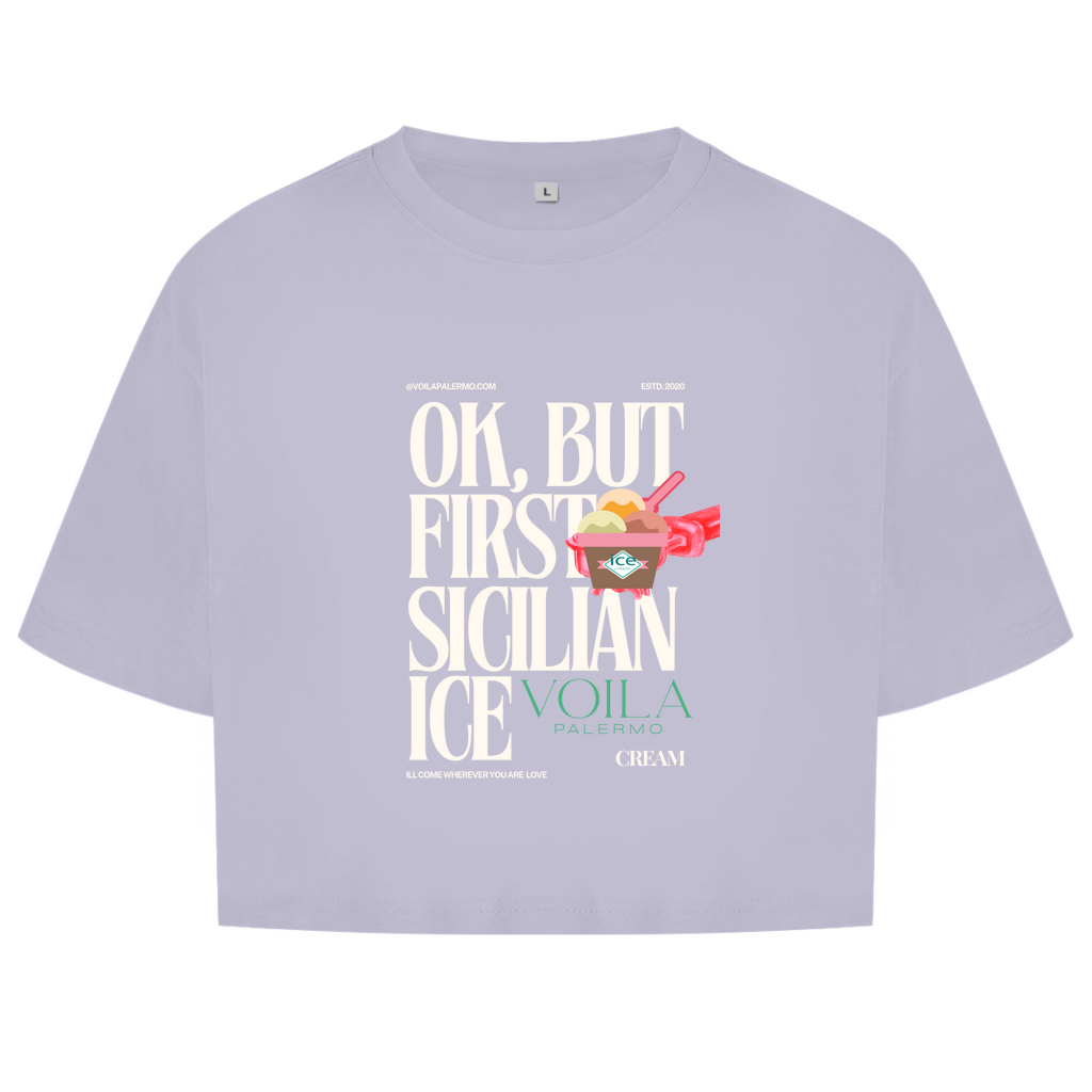 Damen Oversize Crop Top Sicilian Ice