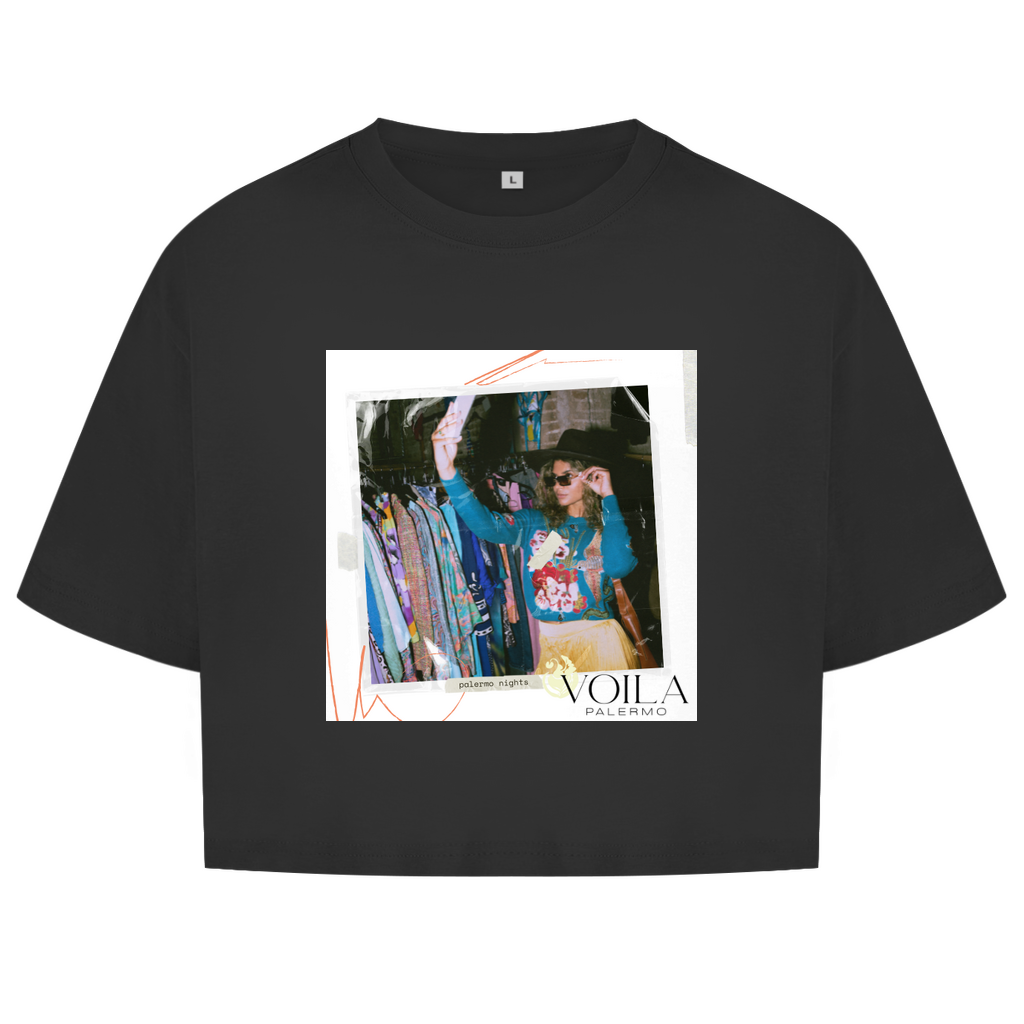 Damen Oversize Crop Top Palermo nights