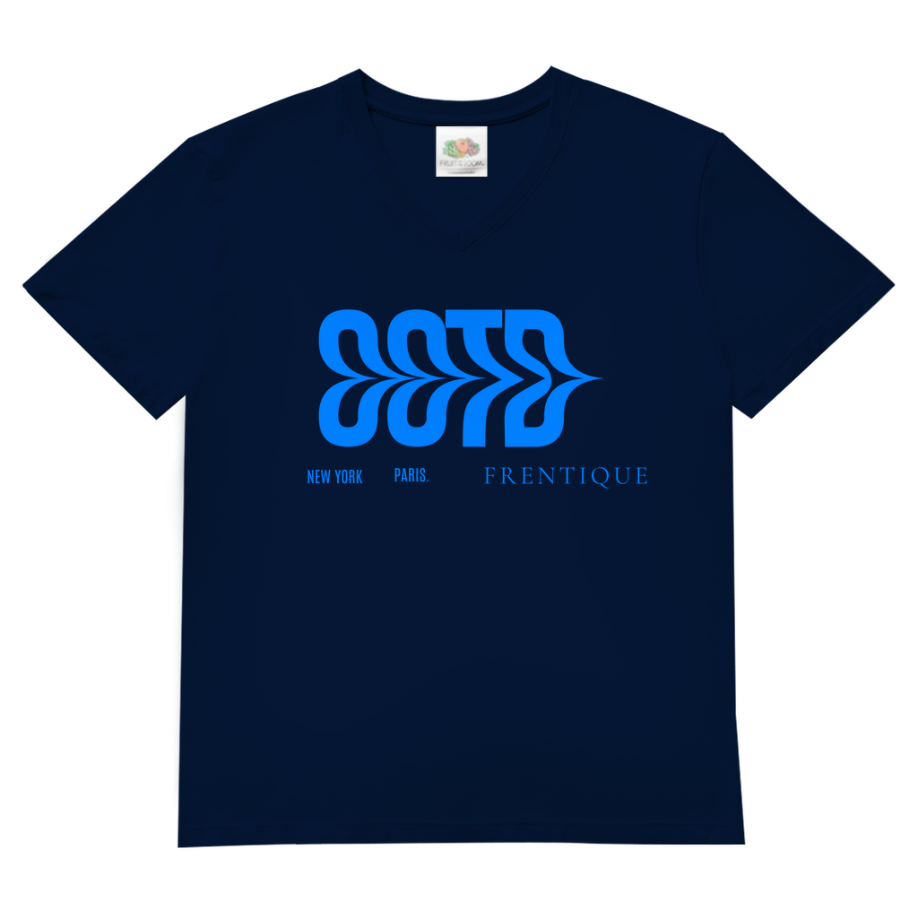 Herren Basic V-Neck T-Shirt Design New York/  Paris/ Frentique/