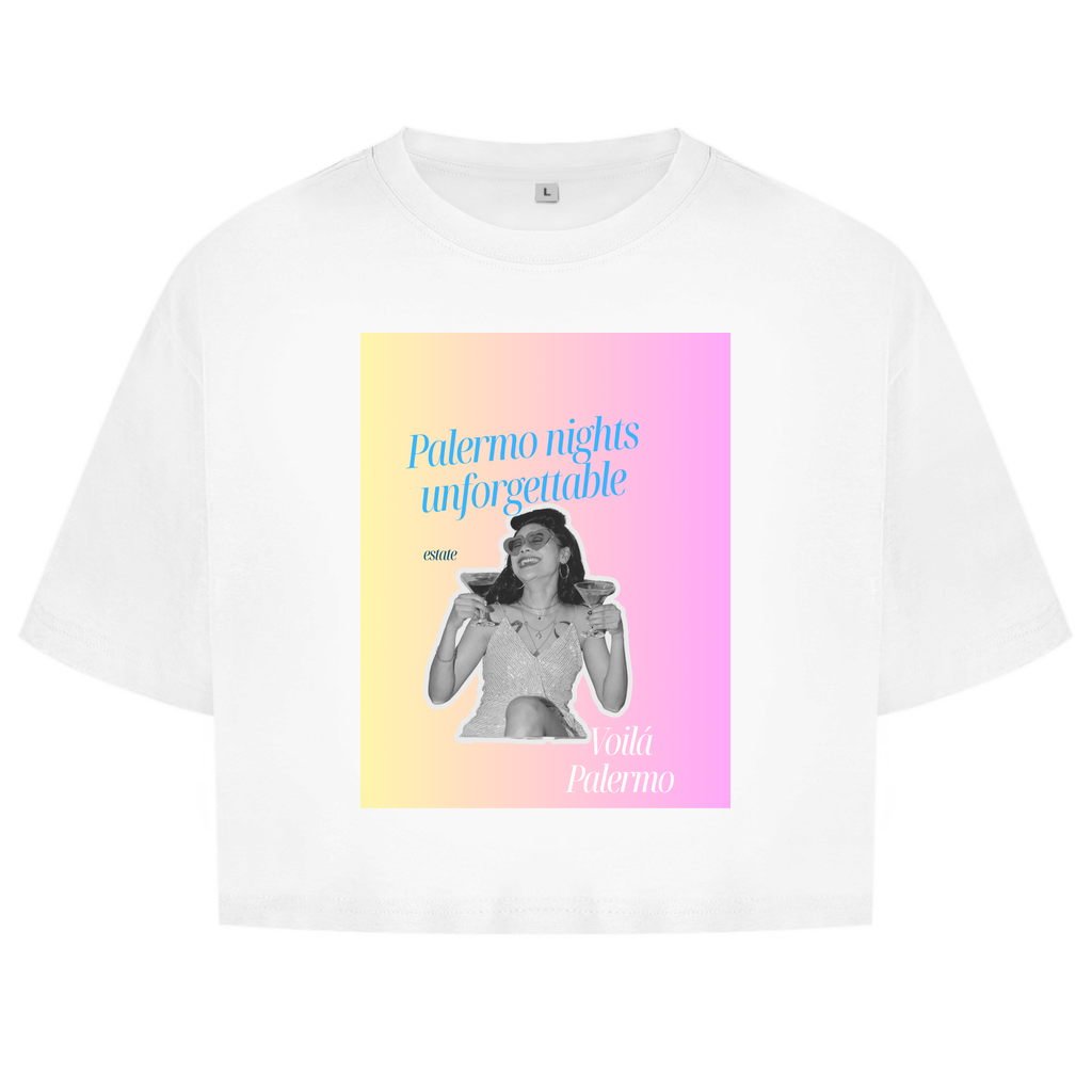 Damen Oversize Crop Top Palermo nights unforgettable