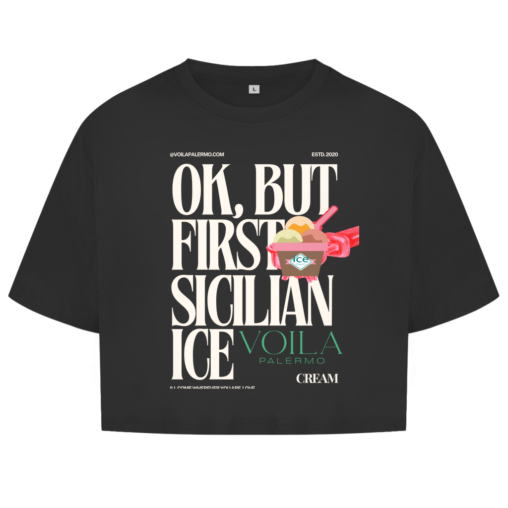 Damen Oversize Crop Top Sicilian Ice