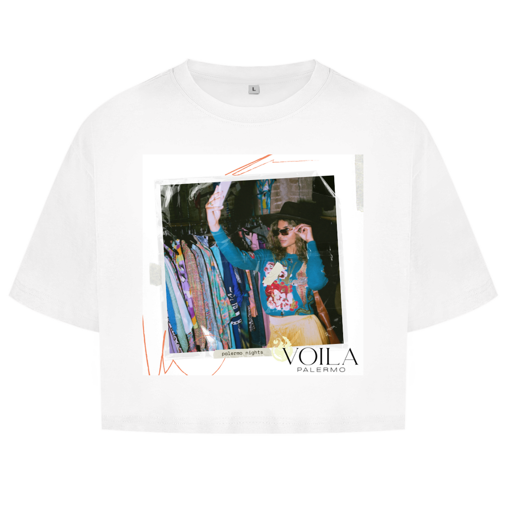 Damen Oversize Crop Top Palermo nights