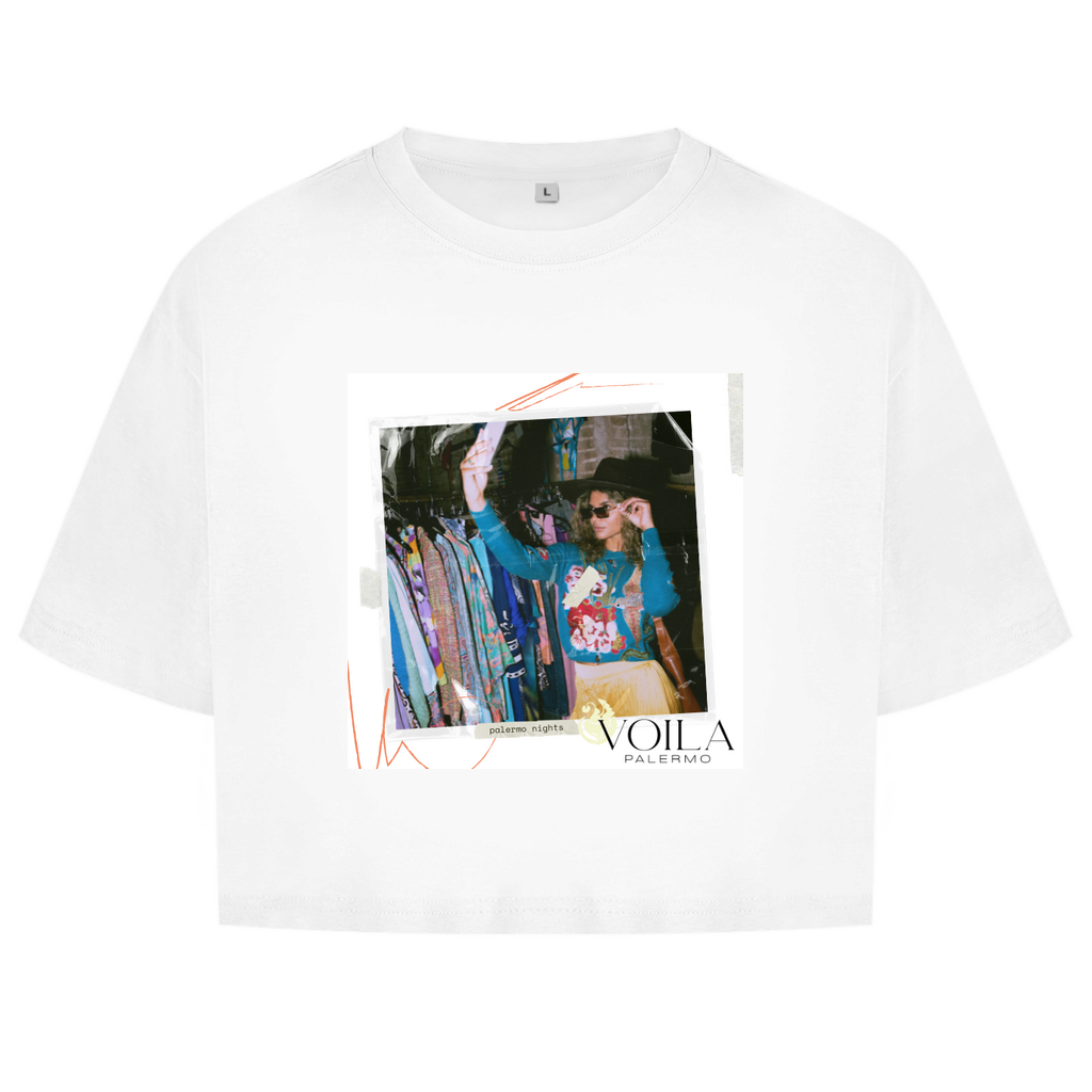 Damen Oversize Crop Top Palermo nights