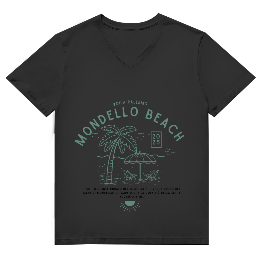 Herren Premium Bio V-Neck T-Shirt Mondello Beach Design