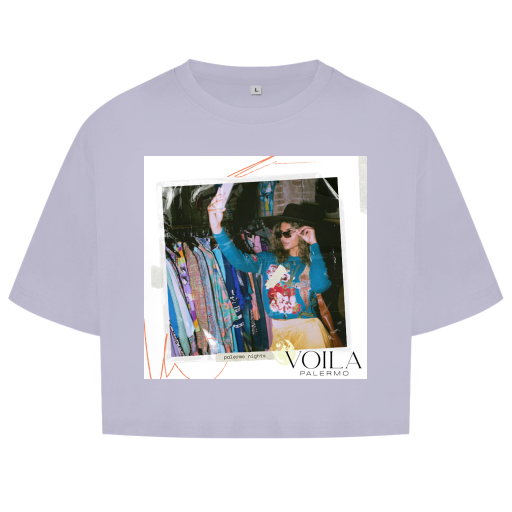 Damen Oversize Crop Top Palermo nights