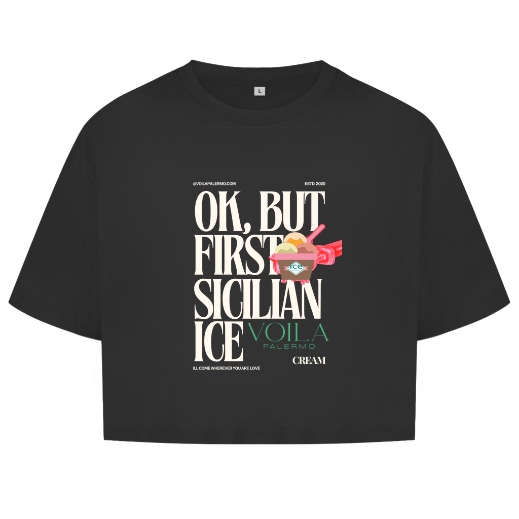 Damen Oversize Crop Top Sicilian Ice