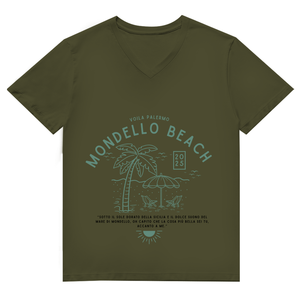 Herren Premium Bio V-Neck T-Shirt Mondello Beach Design