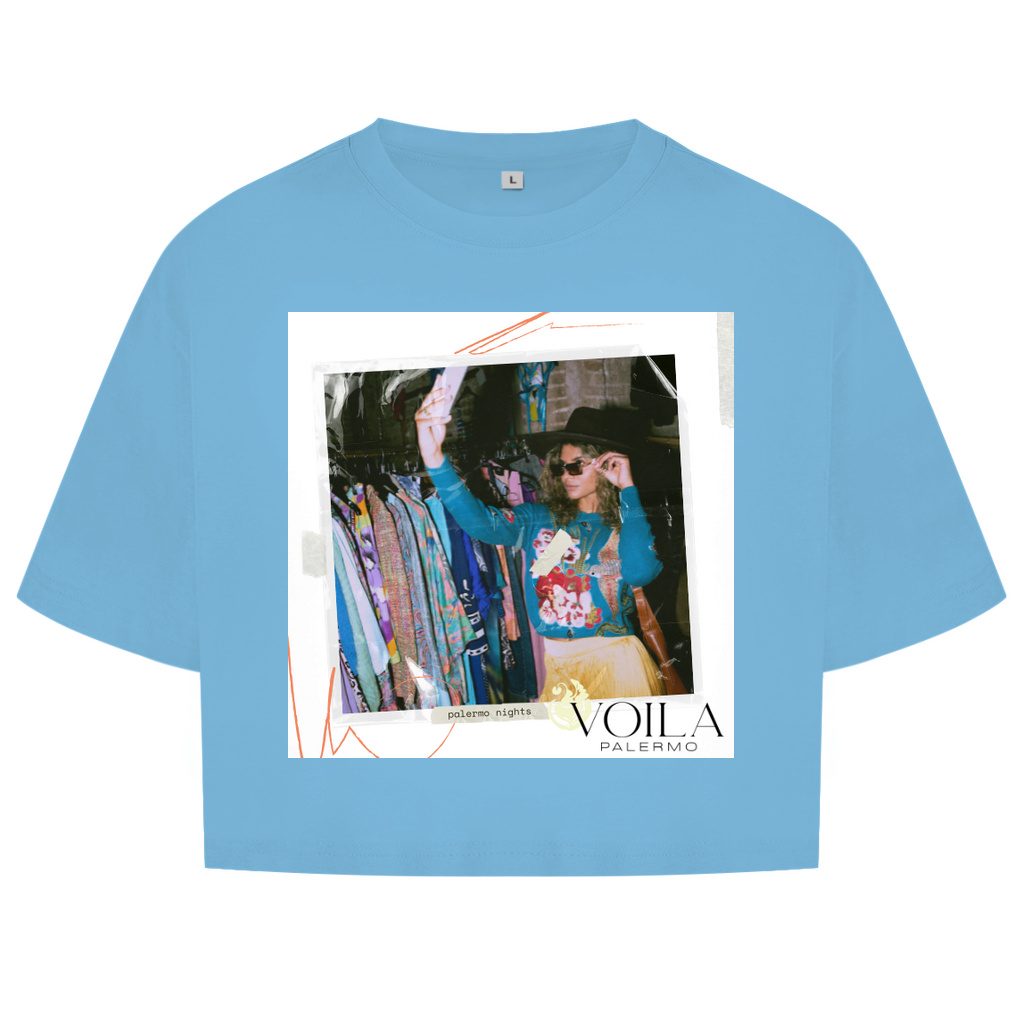 Damen Oversize Crop Top Palermo nights