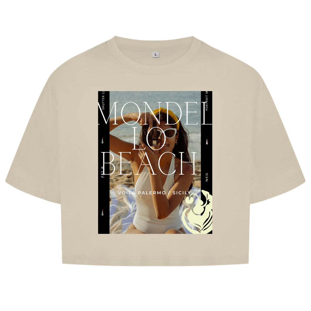 Damen Oversize Crop Top Mondello Beach