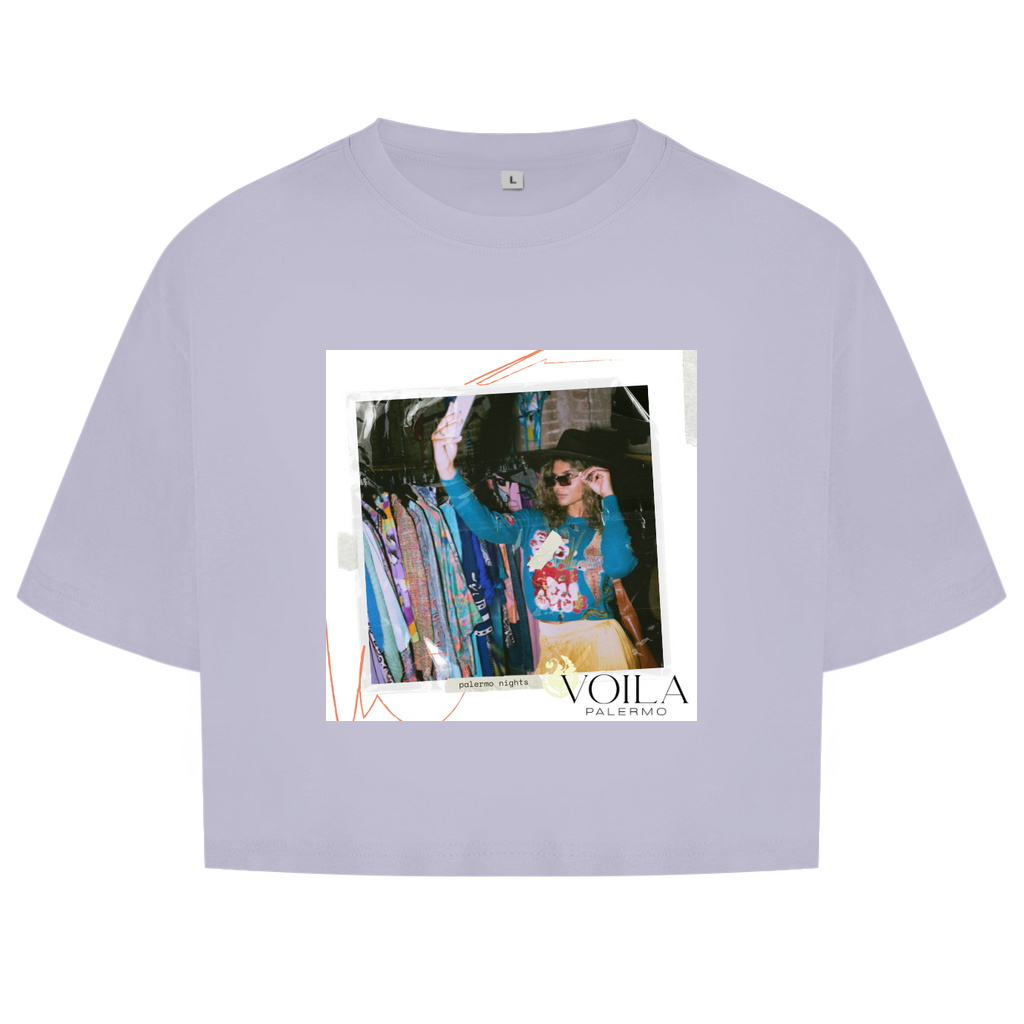 Damen Oversize Crop Top Palermo nights