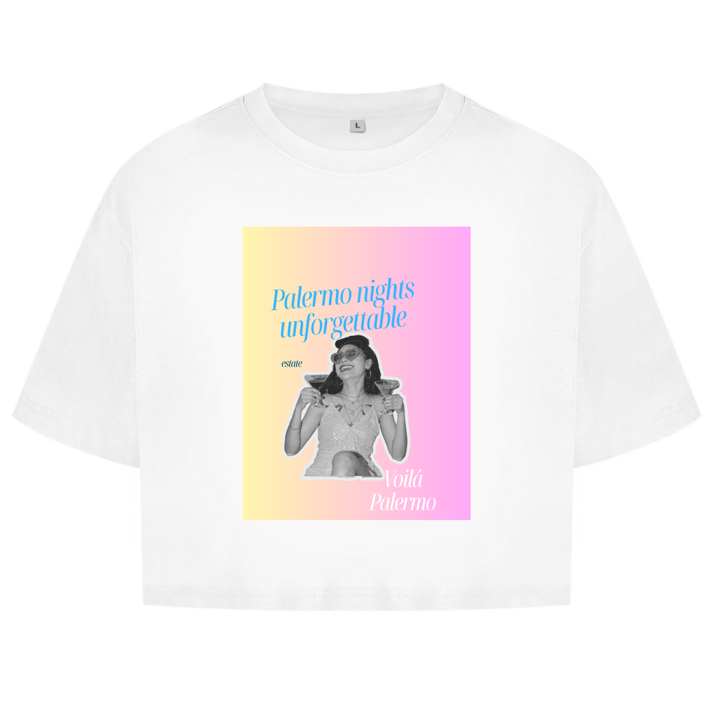 Damen Oversize Crop Top Palermo nights unforgettable