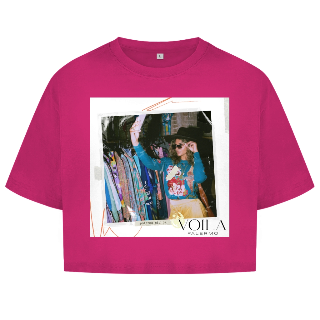 Damen Oversize Crop Top Palermo nights