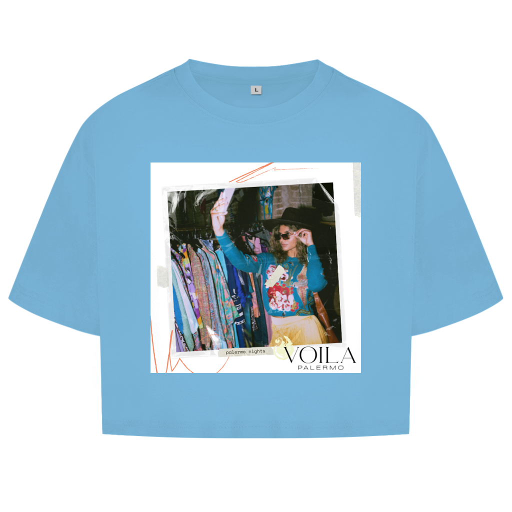 Damen Oversize Crop Top Palermo nights