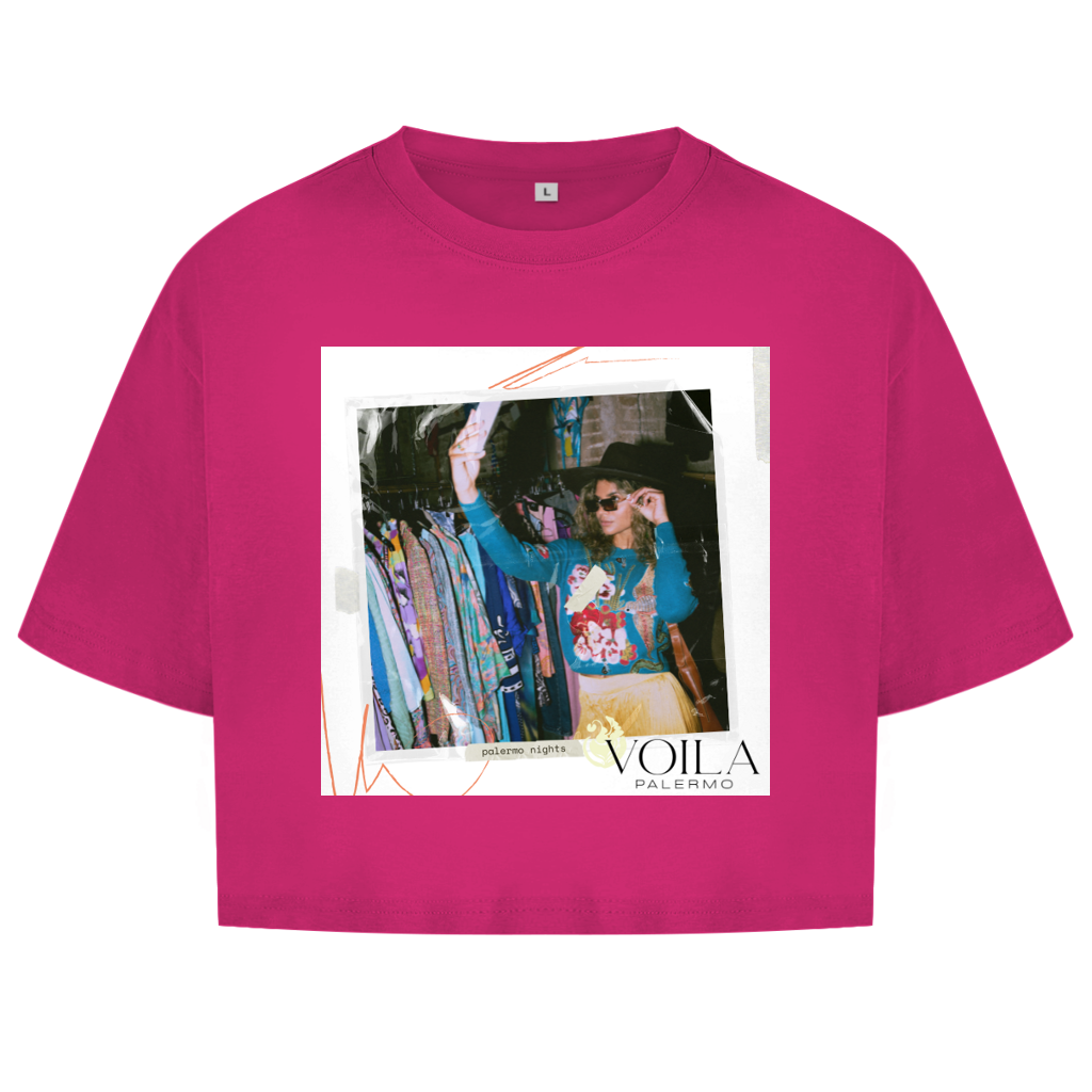 Damen Oversize Crop Top Palermo nights