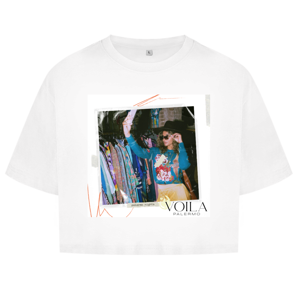 Damen Oversize Crop Top Palermo nights