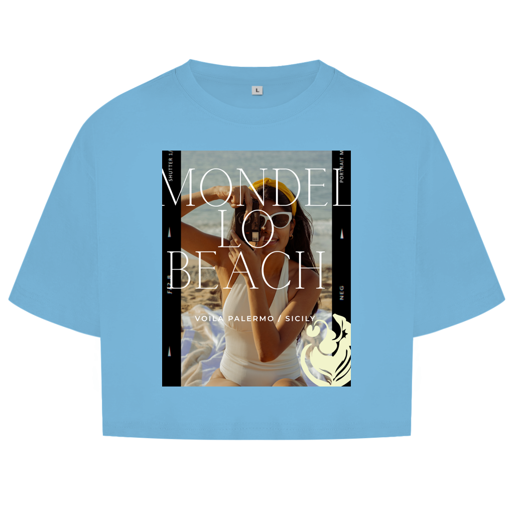 Damen Oversize Crop Top Mondello Beach