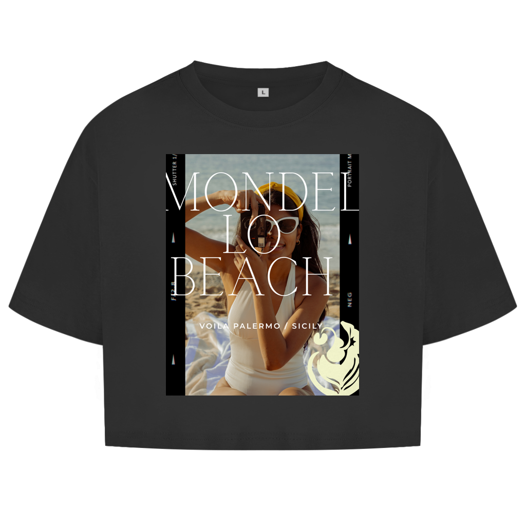 Damen Oversize Crop Top Mondello Beach