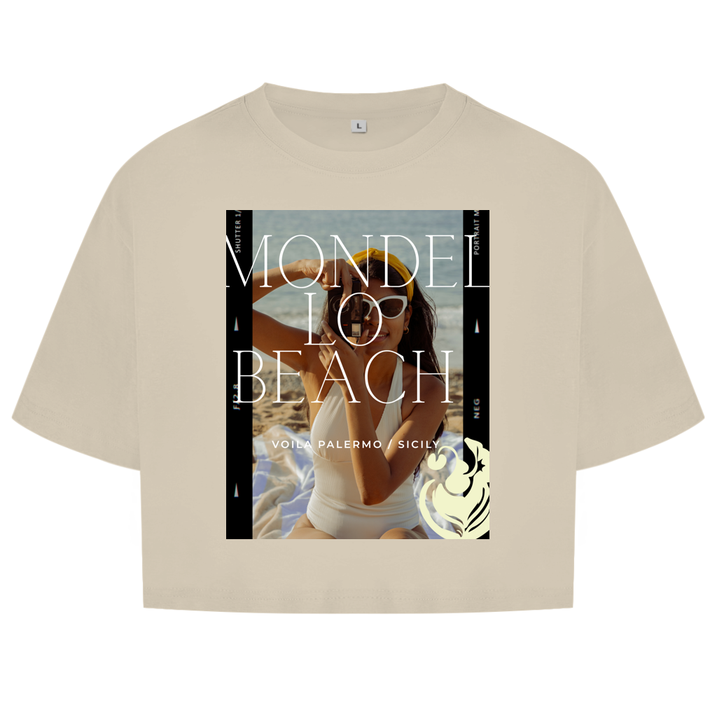 Damen Oversize Crop Top Mondello Beach