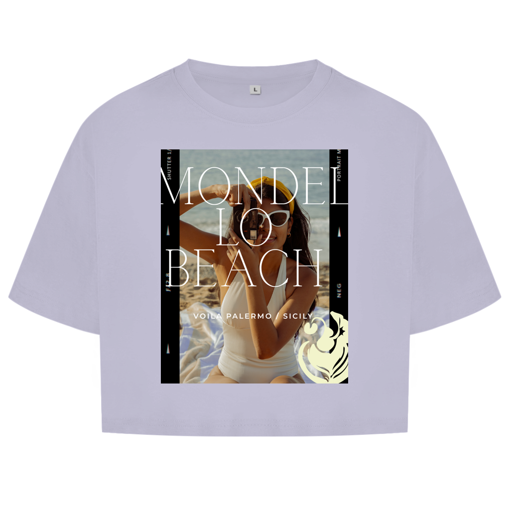 Damen Oversize Crop Top Mondello Beach
