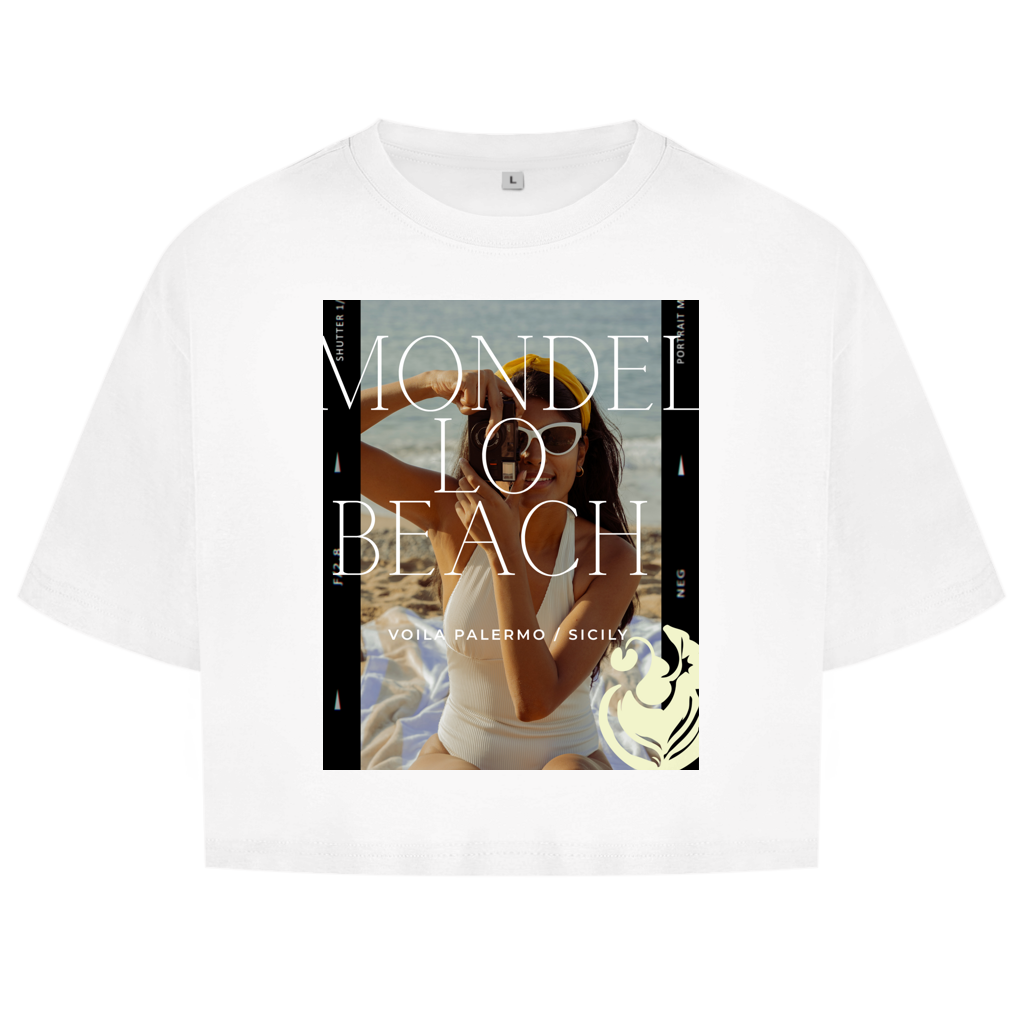 Damen Oversize Crop Top Mondello Beach