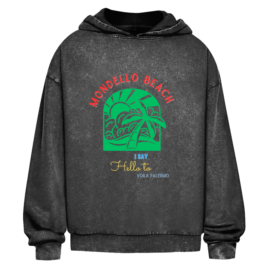 Oversize Washed Hoodie Mondello Beach Design