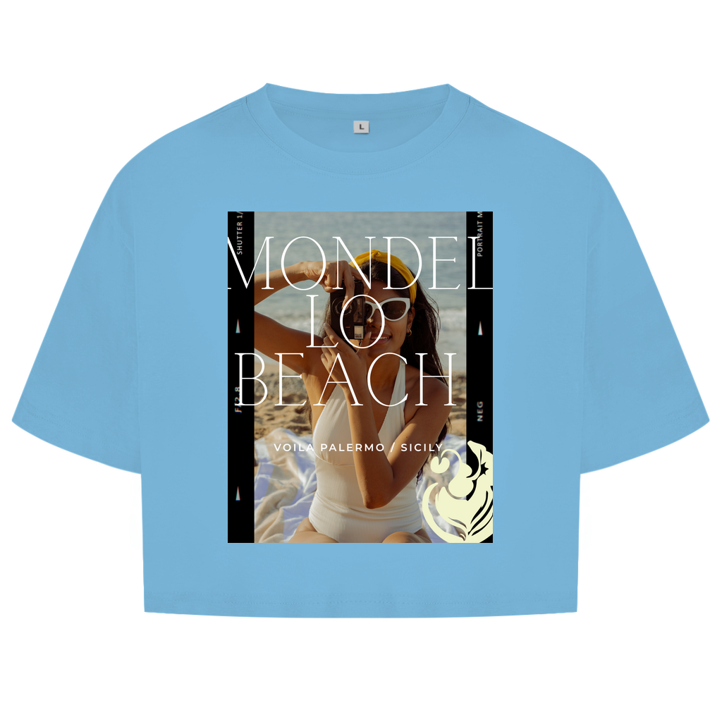 Damen Oversize Crop Top Mondello Beach