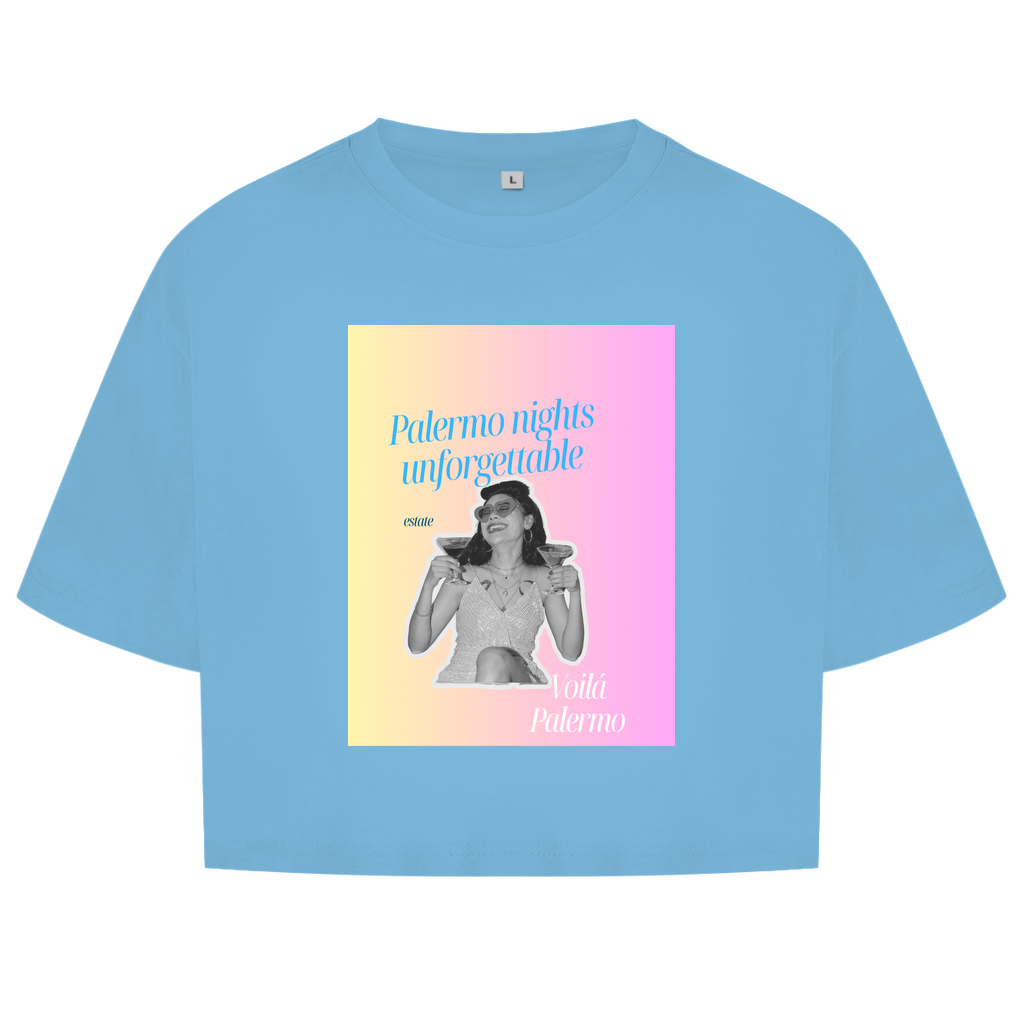 Damen Oversize Crop Top Palermo nights unforgettable