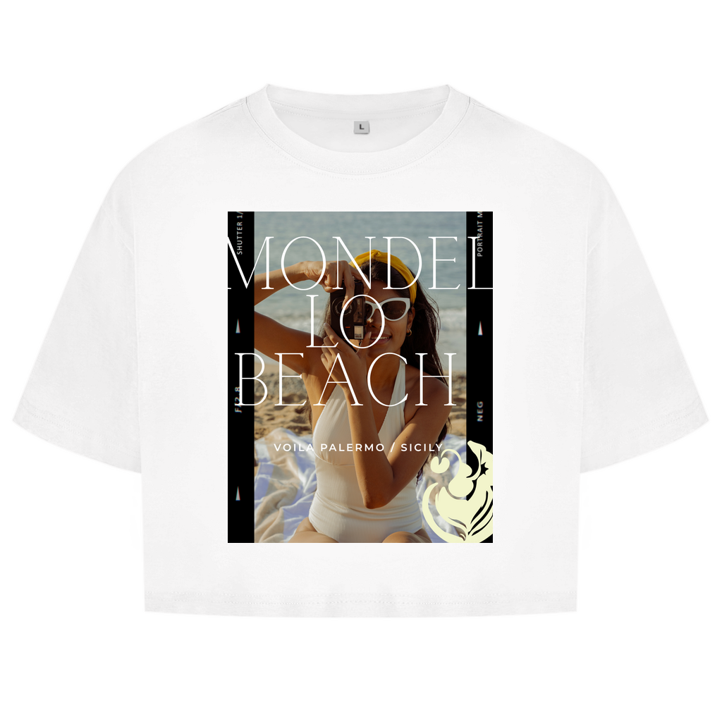Damen Oversize Crop Top Mondello Beach