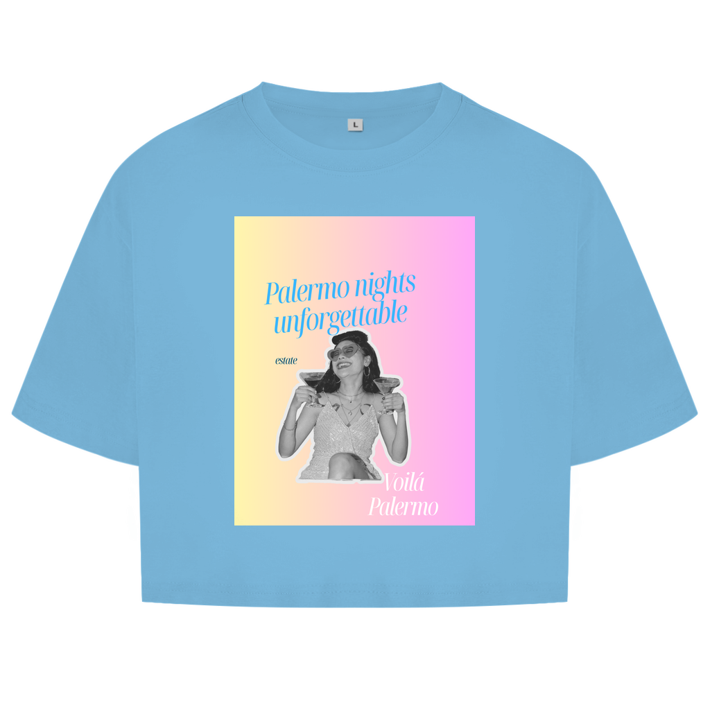 Damen Oversize Crop Top Palermo nights unforgettable