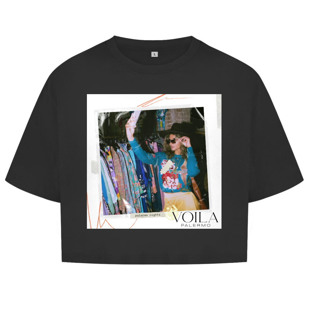 Damen Oversize Crop Top Palermo nights