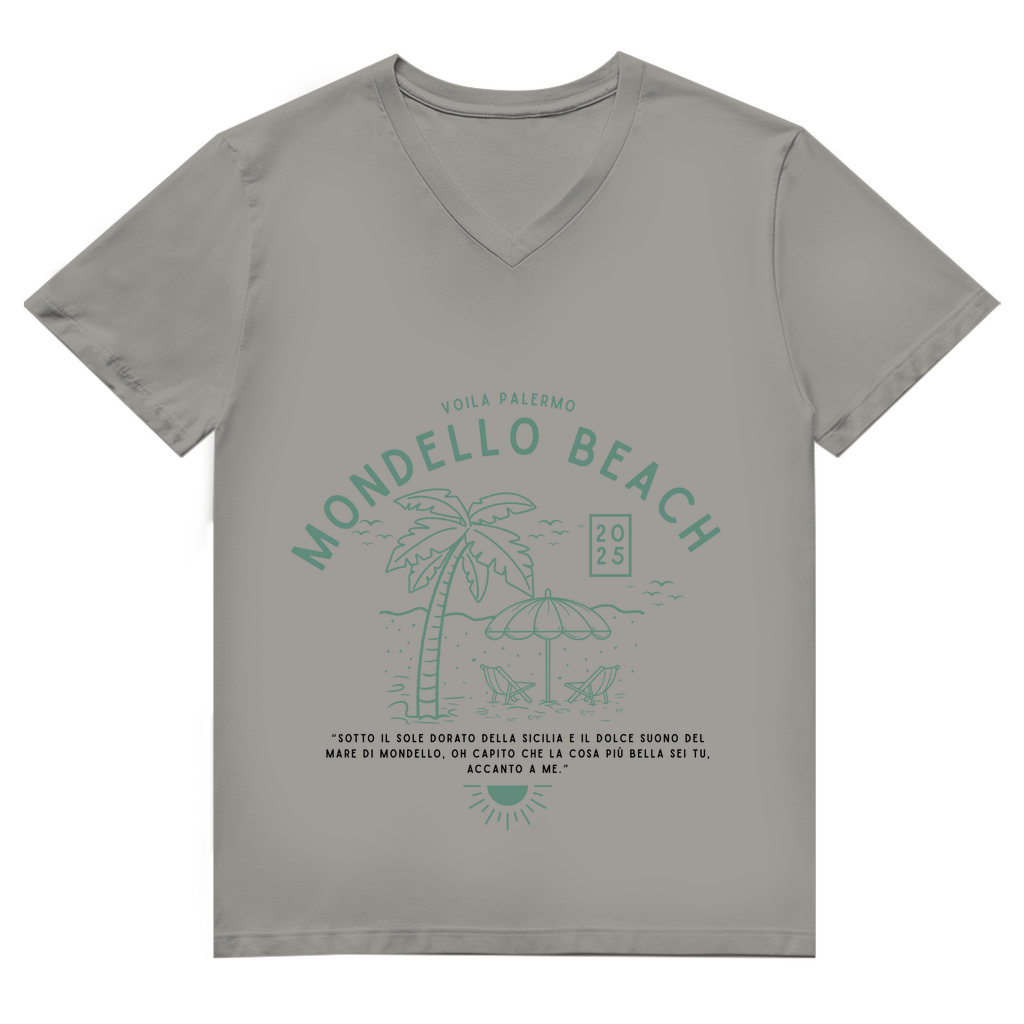 Herren Premium Bio V-Neck T-Shirt Mondello Beach Design