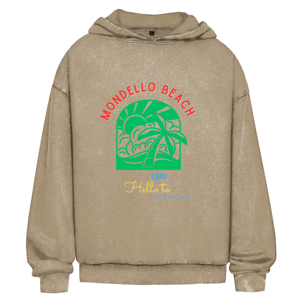 Oversize Washed Hoodie Mondello Beach Design