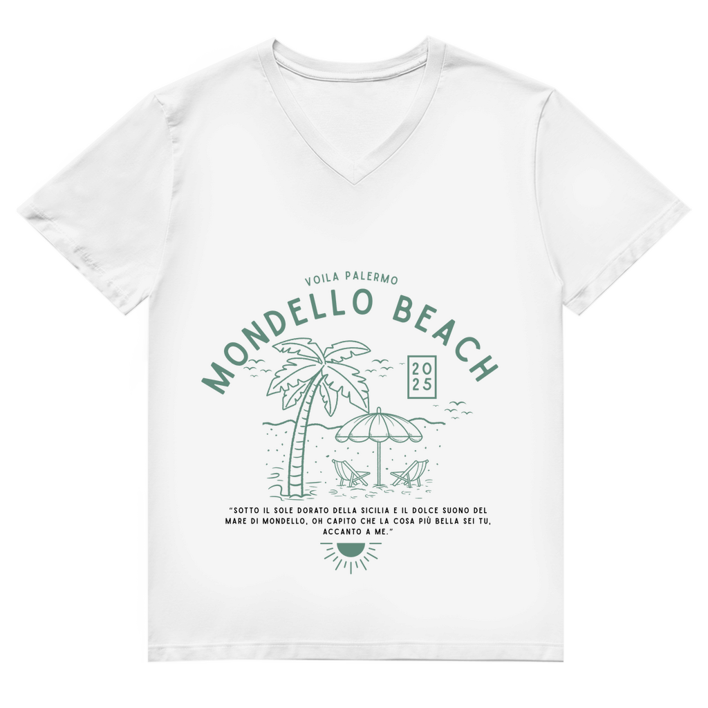Herren Premium Bio V-Neck T-Shirt Mondello Beach Design