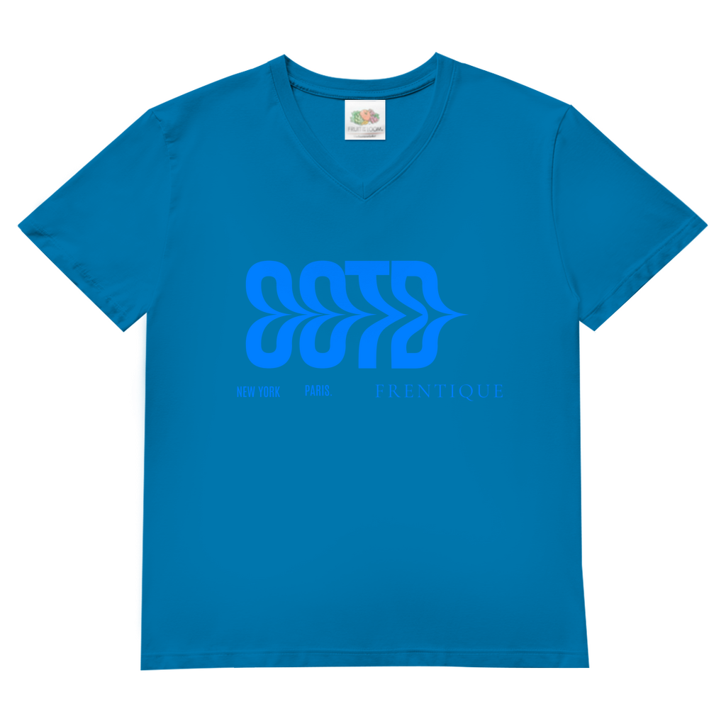 Herren Basic V-Neck T-Shirt Design New York/  Paris/ Frentique/