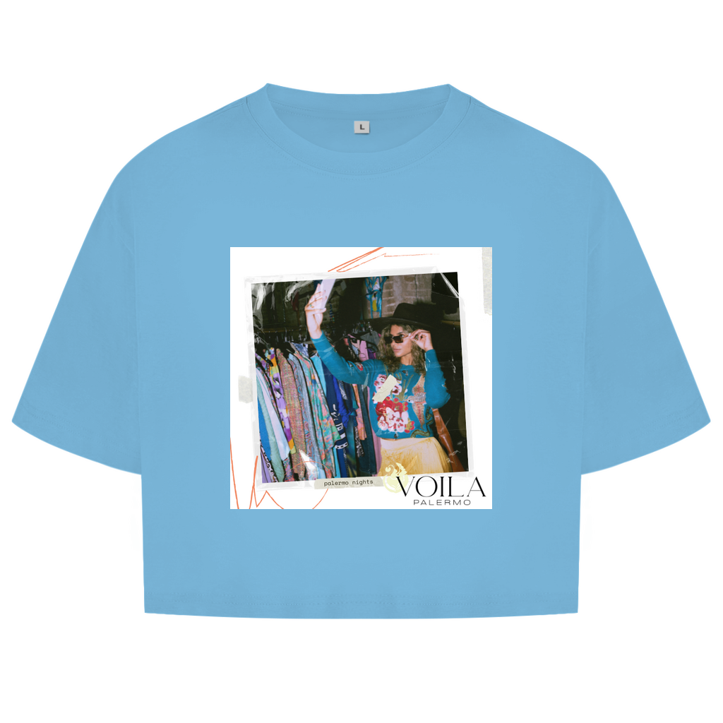 Damen Oversize Crop Top Palermo nights