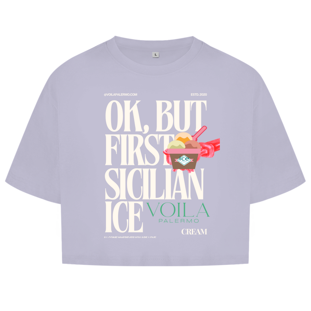 Damen Oversize Crop Top Sicilian Ice