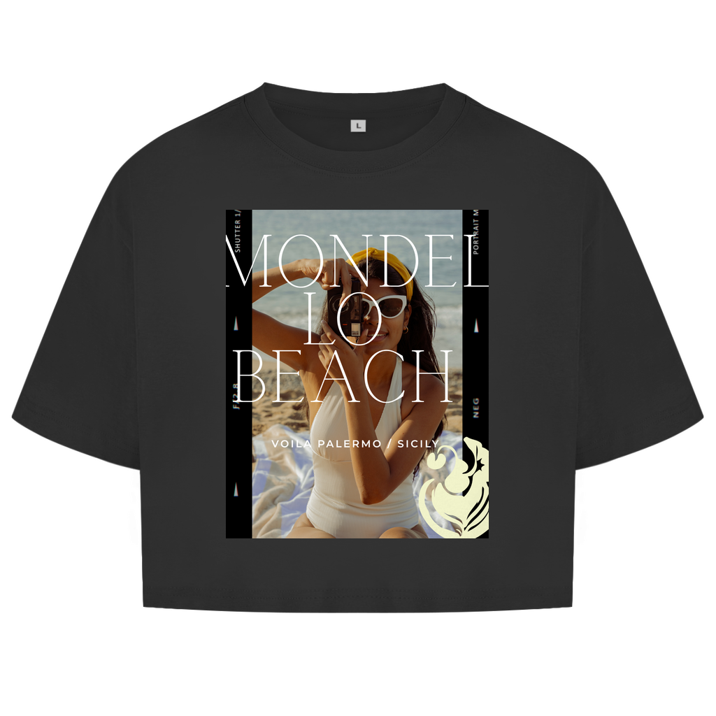 Damen Oversize Crop Top Mondello Beach