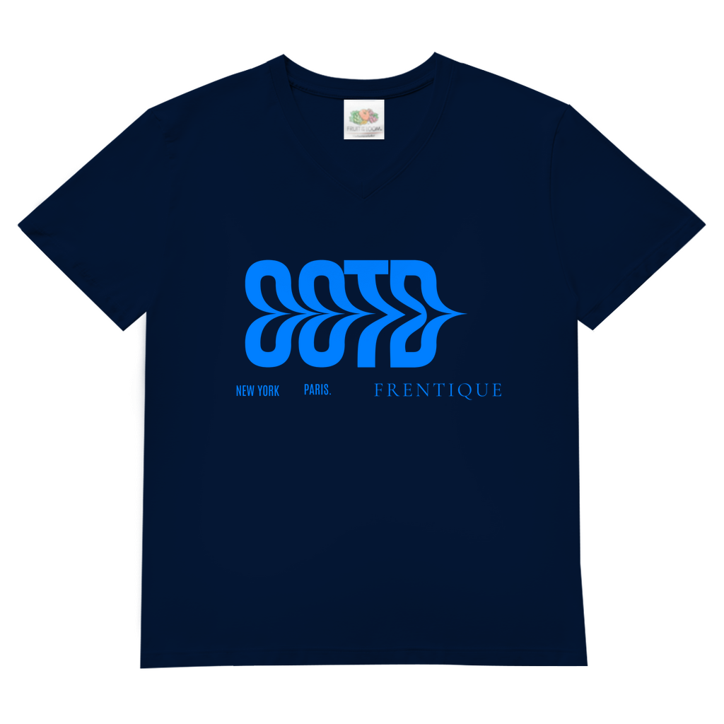 Herren Basic V-Neck T-Shirt Design New York/  Paris/ Frentique/