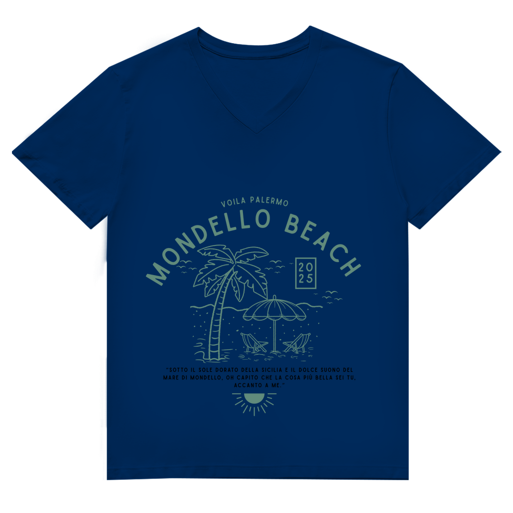 Herren Premium Bio V-Neck T-Shirt Mondello Beach Design
