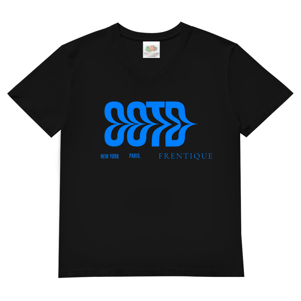 Herren Basic V-Neck T-Shirt Design New York/  Paris/ Frentique/