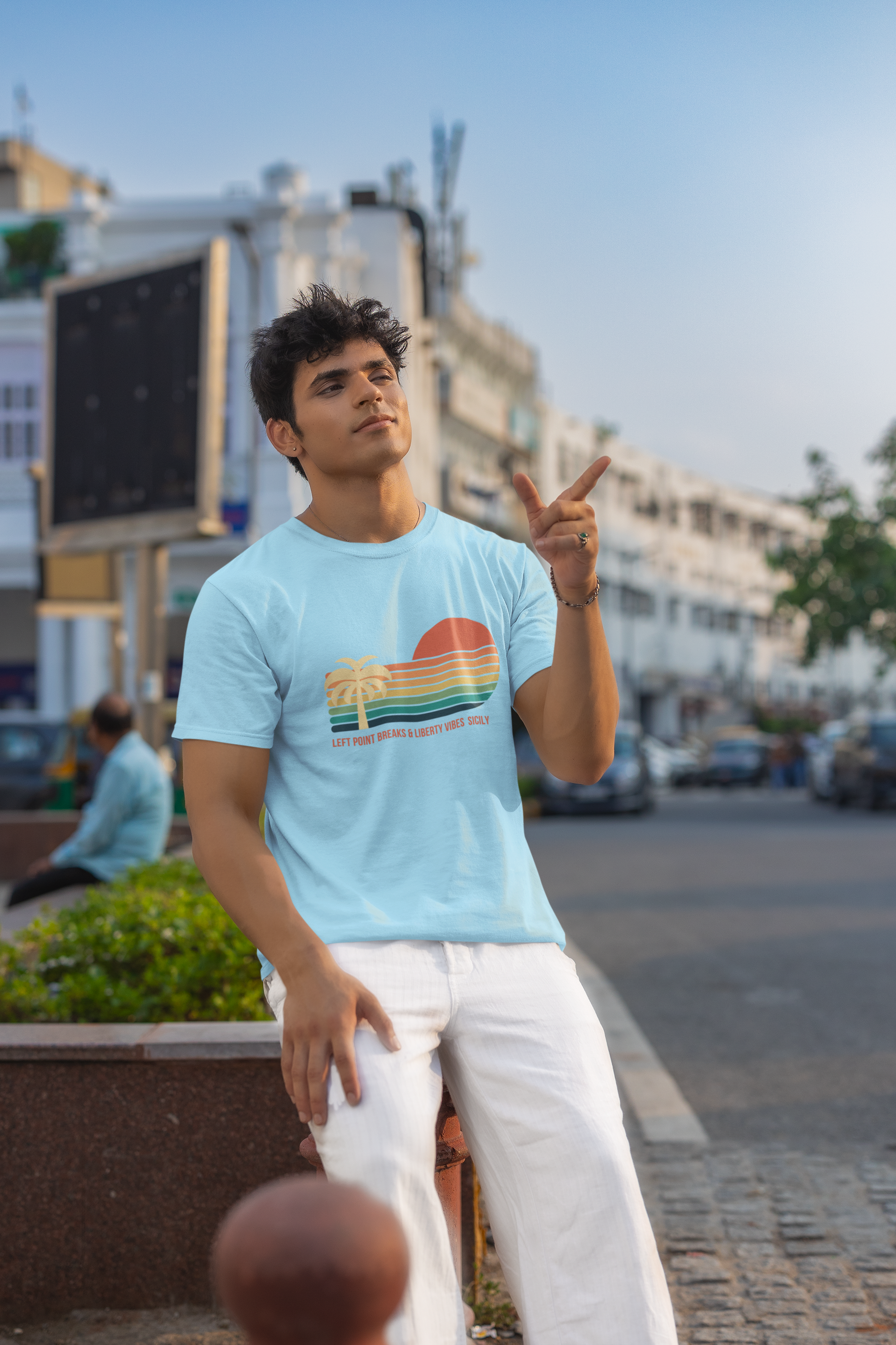 Sicily Surfer T-Shirt Herren – Left Point Breaks, Freiheit & Wassersport 🌊