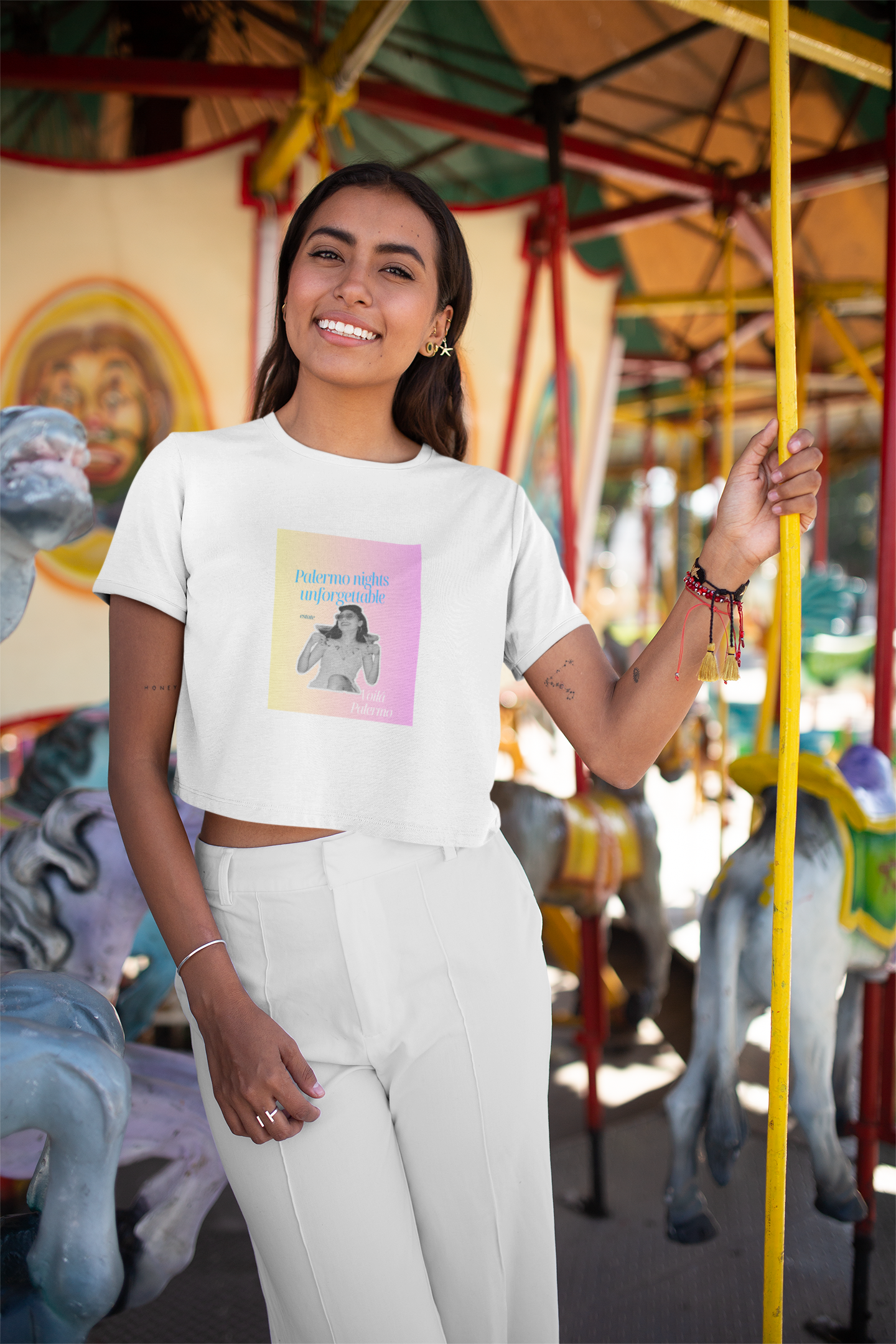 Damen Oversize Crop Top Palermo nights unforgettable